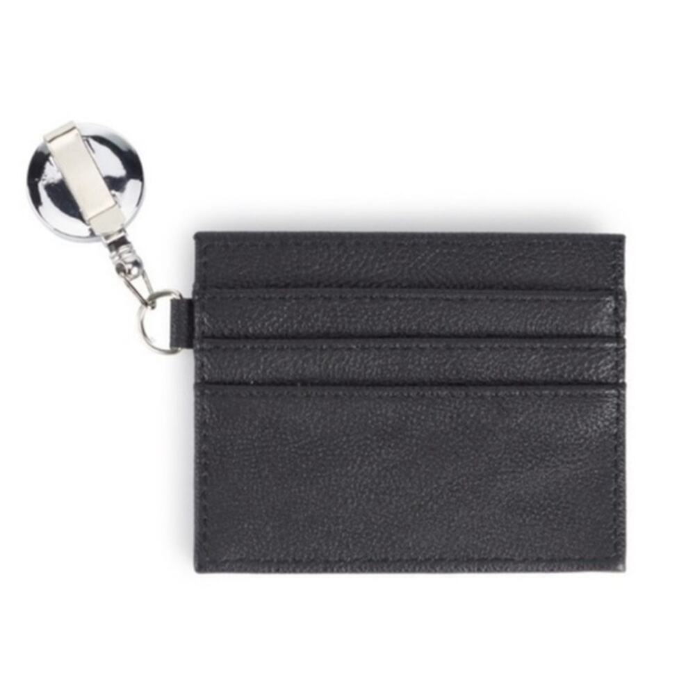 Retractable ID Badge Holder Wallet Black Card Case Lanyard NEW